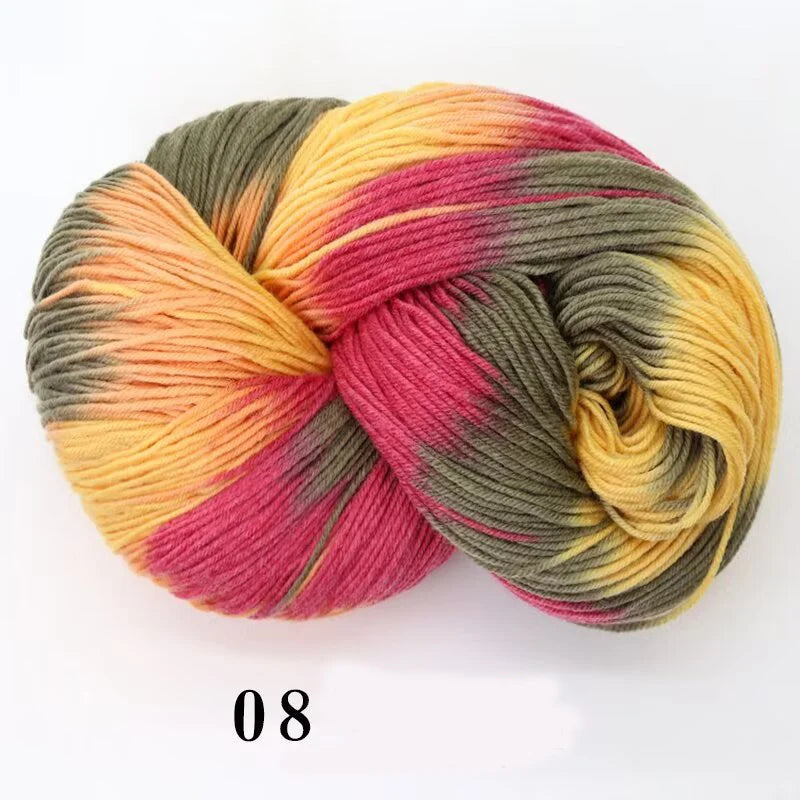 250g Rendering Segment Dyed with Colorful Wool Yarn, Colorful Rainbow Thread, Hand Woven Sweater, Scarf, Hat, Glove Yarn