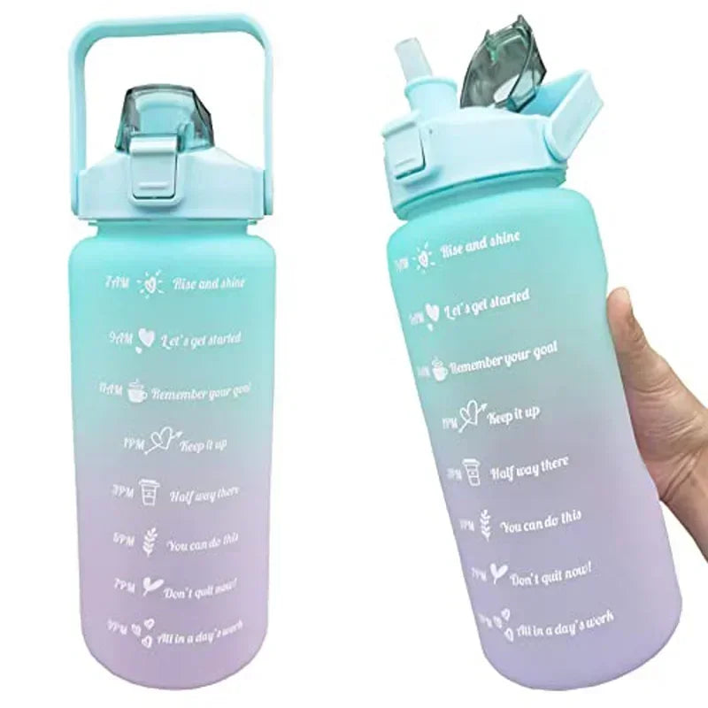 Portable Water Bottle 2 Liters Capacity Sports Water Bottle Leak Proof Colorful Plastic Cup Drinking Outdoor Travel Gym Jugs