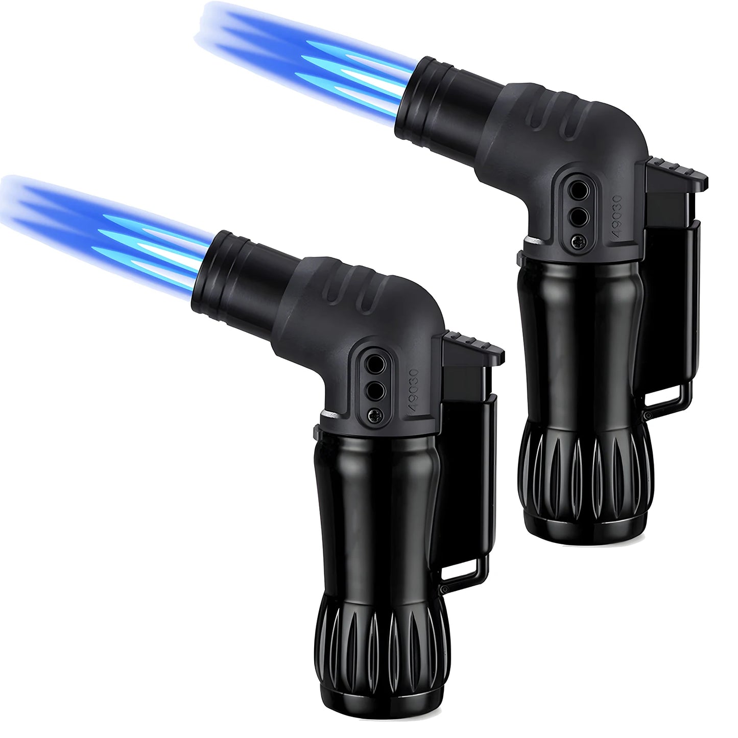 2pcs/Set Triple Jet Flame Torch Lighter Bend Head Design Refillable Butane Gas, Jet 3 Flame Windproof for Gifts(Without Butane)