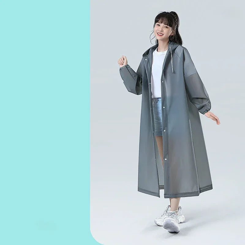 Baju Hujan Bertudung Dewasa Satu Keping Baju Hujan Panjang Boleh Digunakan Semula Baju Hujan Kalis Air Lelaki Dan Wanita Baju Hujan Luar Perjalanan Lutsinar