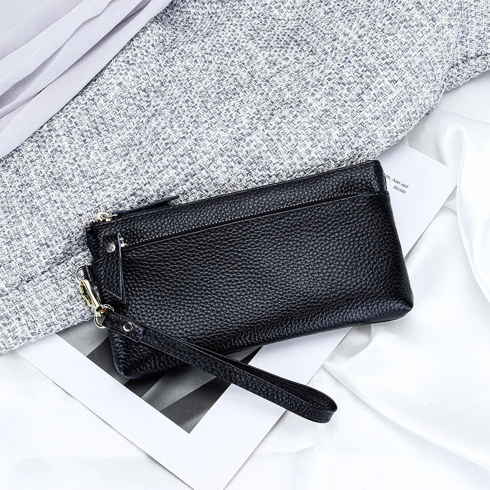 Wristlet Clutch Dompet Dompet Kulit Lembut Panjang Berbilang Poket Beg Pergelangan Tangan Beg Syiling Telefon Bimbit Mudah Alih untuk Wanita dengan Tali Pergelangan Tangan