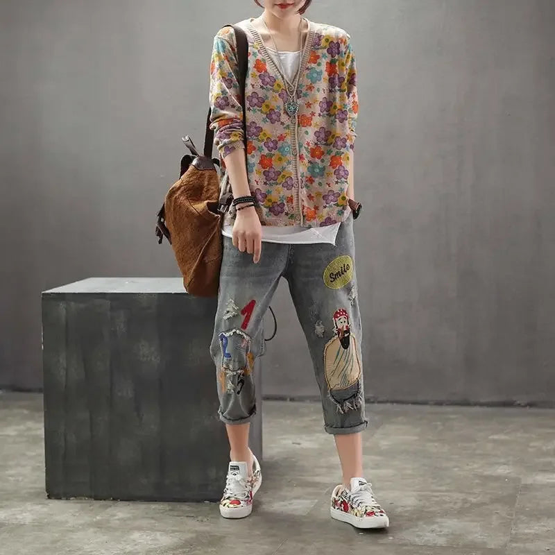 Sweater wanita retro 2023 musim bunga dan musim luruh baharu versi Korea longgar kardigan rajutan malas untuk wanita musim luruh dan musim sejuk
