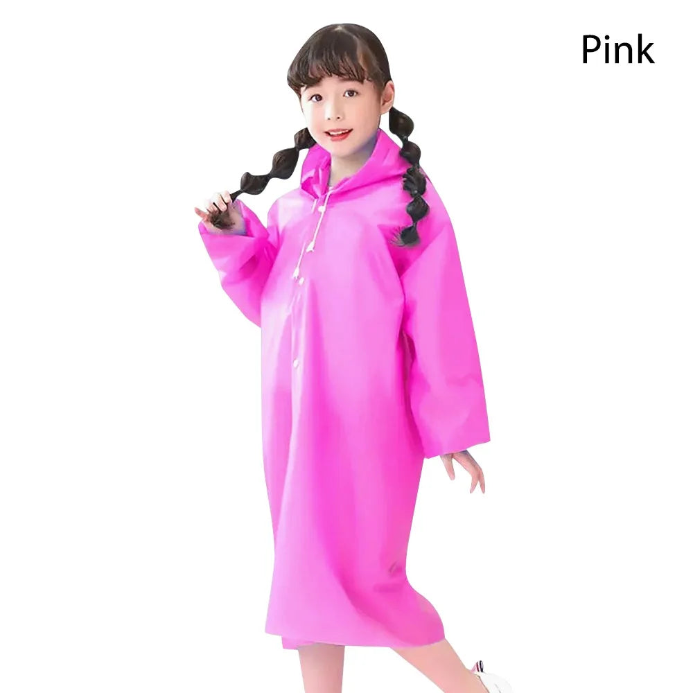 Baju Hujan Kanak-kanak Warna Pepejal Luaran Kalis Air Hujan Ponco EVA Hoodie Pakaian Hujan Pelajar Kot Hujan Lipat Kot Hujan Kanak-kanak