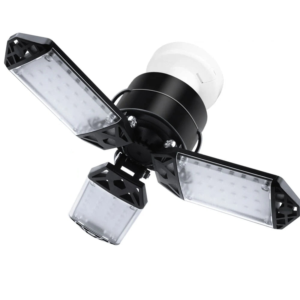 2023 Super Bright E27/E26 LED Garage Light with 10 Adjustable Panles Ceiling Shop Work Lamp for Storage Warehouse Workshop Light