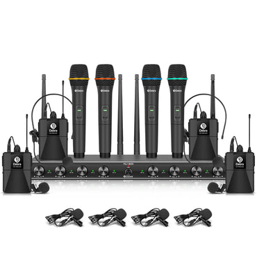 AU800 UHF Professional Wireless Microphone System for Stage Performance Karaoke, Handheld or Lavalier Microphone and Headset
