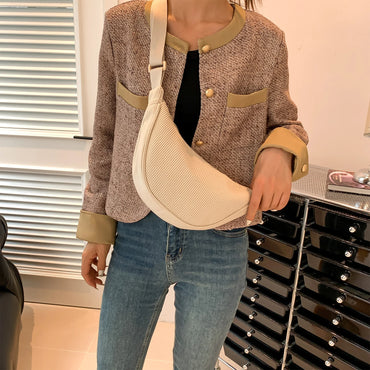 Dumpling Bag Fashion Shoulder Bag Adjustable Strap Corduroy Womens Satchel Bag Solid Color Ladies Sling Bag Casual Commuting Bag