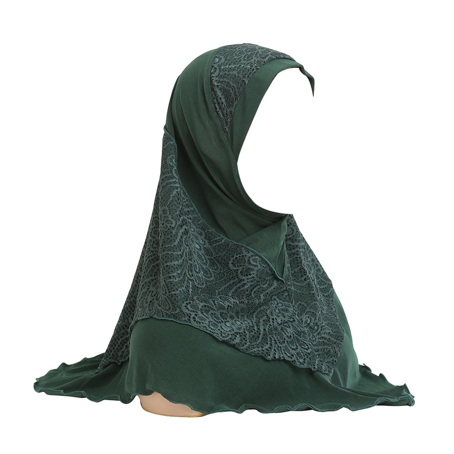Muslimah Simple Tudung Hijab Jahitan Renda Tulle Selendang Tudung Ringan Untuk Wanita Perempuan One Piece Lace Head Balut Pakaian Kepala yang Selesa