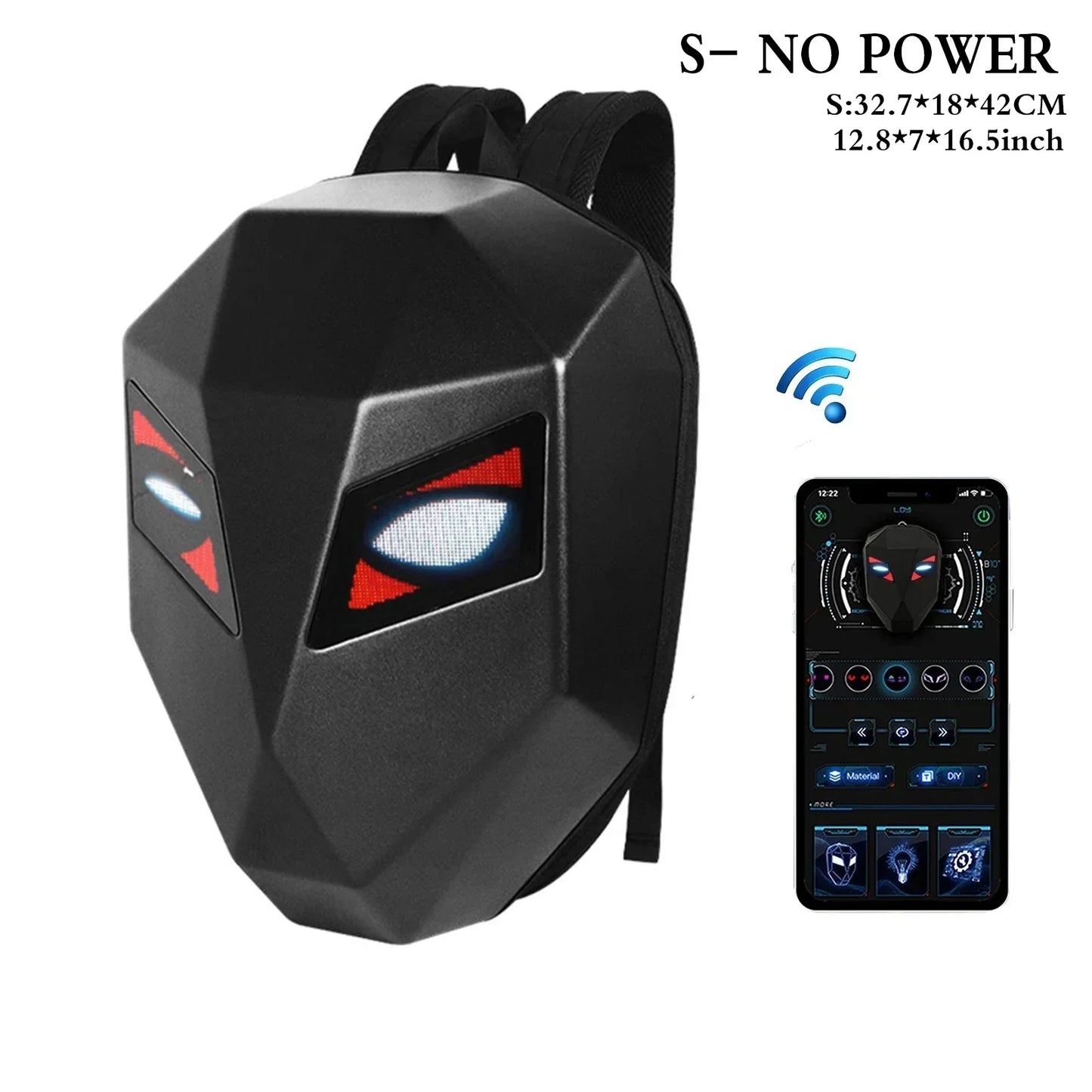 LOY LED Knight Berbasikal Beg galas Fesyen Topi keledar Motosikal Bluetooth Kalis Air Cangkang Keras Komputer riba Beg Personaliti Dengan Mata
