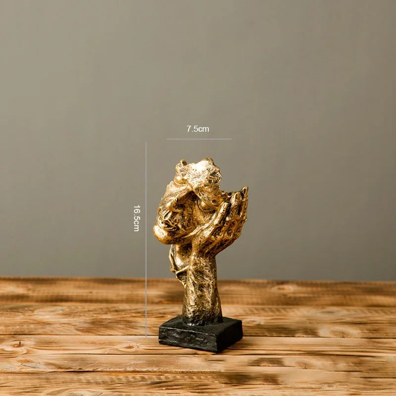 Patung Abstrak Resin Desktop Ornamen Arca Patung Miniatur Watak Wajah Kraf Seni Nordic Rumah Pejabat