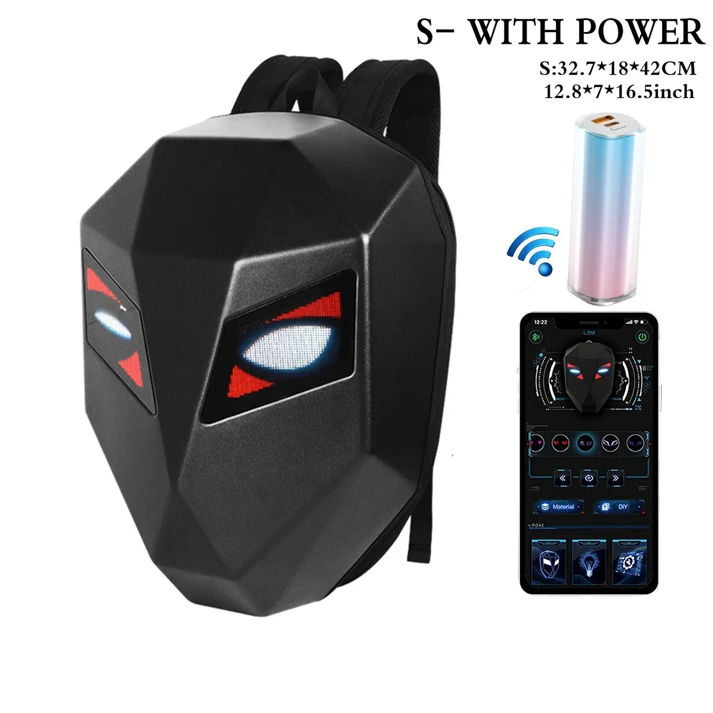 LOY LED Knight Berbasikal Beg galas Fesyen Topi keledar Motosikal Bluetooth Kalis Air Cangkang Keras Komputer riba Beg Personaliti Dengan Mata