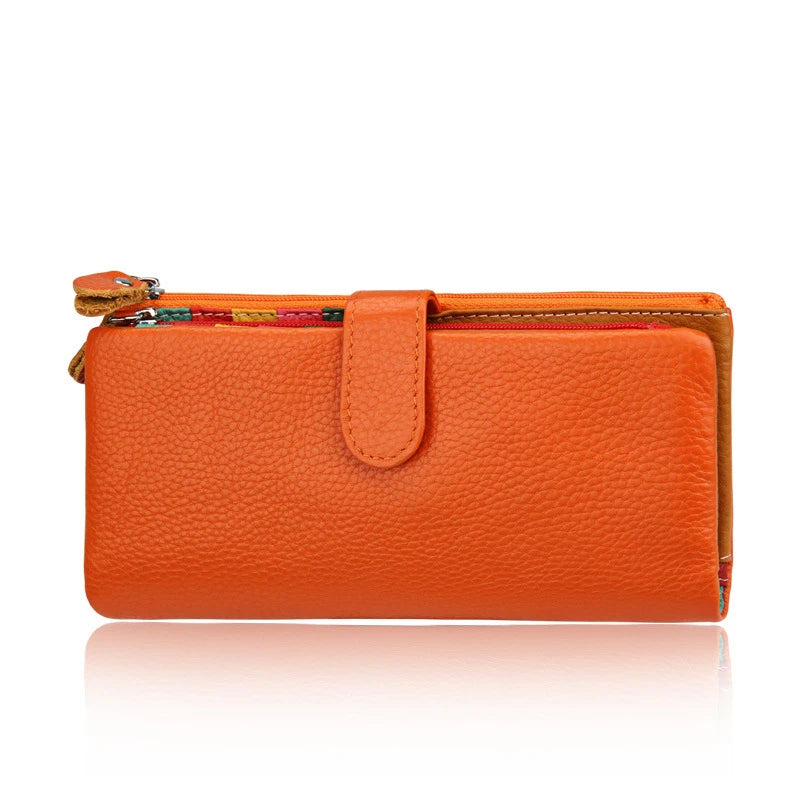 Dompet Wanita Panjang Kulit Tulen Dompet Wanita Zip Dompet Syiling Wanita Berkapasiti Besar Beg Telefon Pemegang Kad Mewah Dompet Wang