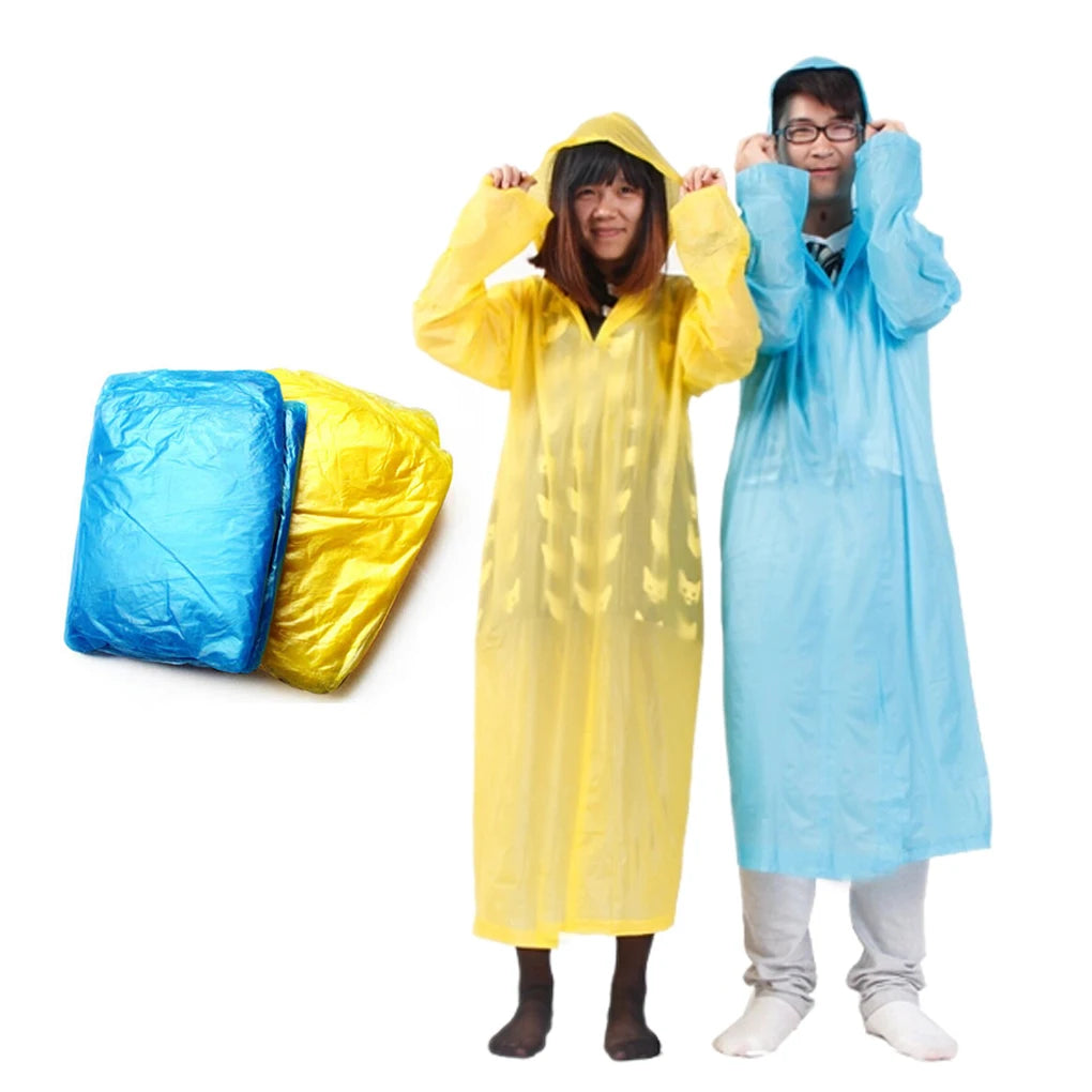 10Pcs Luaran Baju Hujan Pakai Pakai Mudah Alih Kalis Air Ponco Hujan Dewasa Uniseks Perjalanan Universal Kot Hujan Kecemasan Bertudung