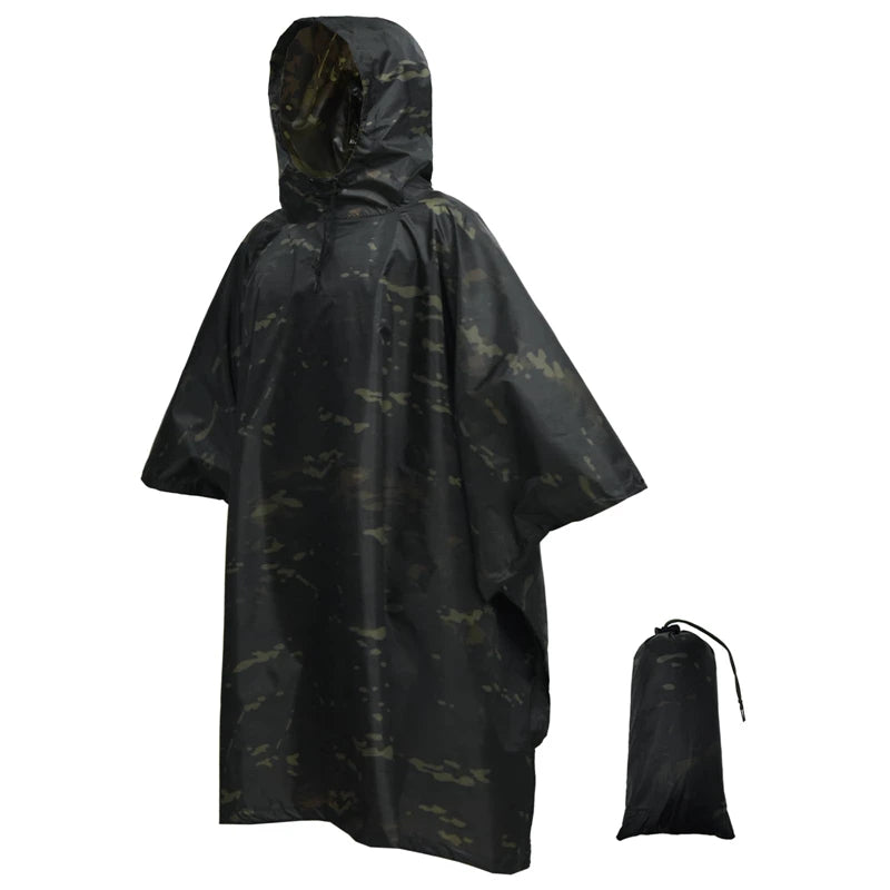 Lelaki Kedap Air Zipper Camo Baju Hujan Kedap Air Kot Hujan Lelaki Baju Hujan Wanita Awning Khemah Hujan Motosikal Hujan Ponco