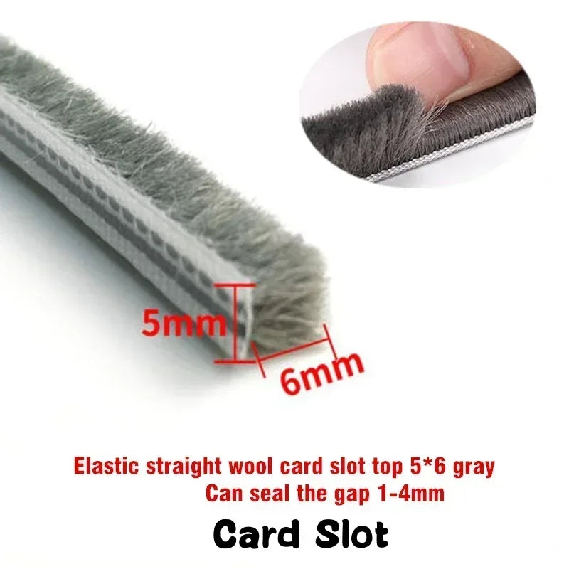 10M Sealing Brush Strip Aluminium Alloy Door Window Soundproof Weather Stripping Seal for Dustproof Groove Gap Filler Blocker