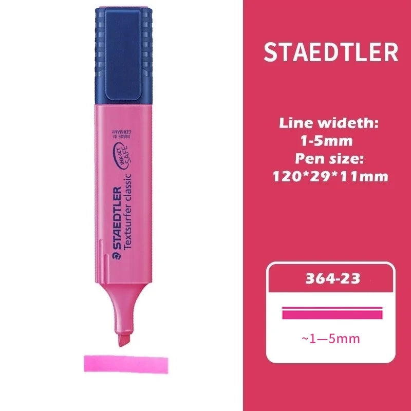 1pcs STAEDTLER 364 Color Highlighter Pen 1-5mm Seni Klasik Penanda Titik Pelapik Kertas Serlah Lukisan Faks A6110