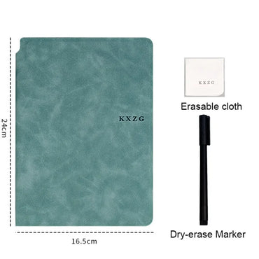 A5 Reusable Whiteboard Notebook Set with Whiteboard Pen Erasing Cloth Leather Memo Pad Weekly Planner Portable Stylish Office