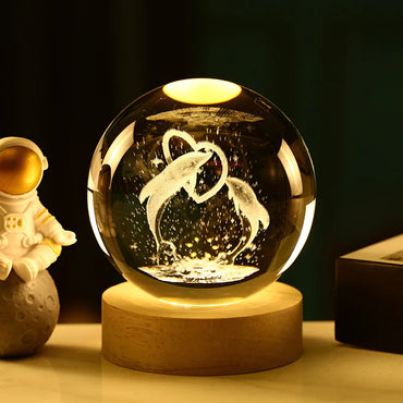 Bola Kristal 3D Kreatif Planet Galaksi Glob Kaca Bola Kristal Bulan Hiasan Desktop Tepi Katil Hiasan Rumah Hadiah Perhiasan Rumah