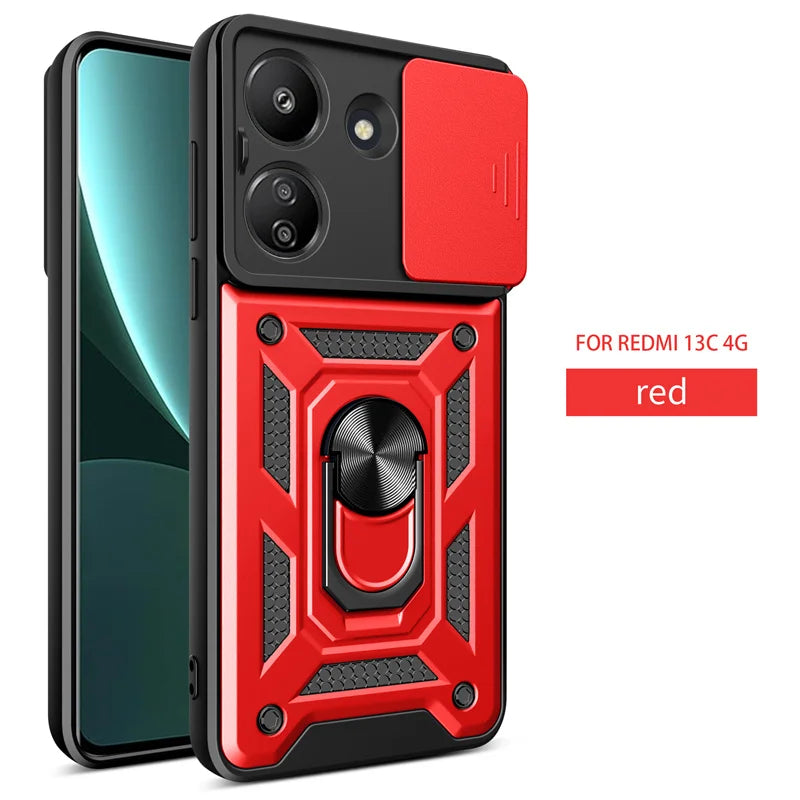 For Xiaomi Redmi 13C 4G Case Car Magnetic Ring Holder Armor Back Cover for Redmi13C Redmy Radmi 13C 13 C C13 4G Phone Cases