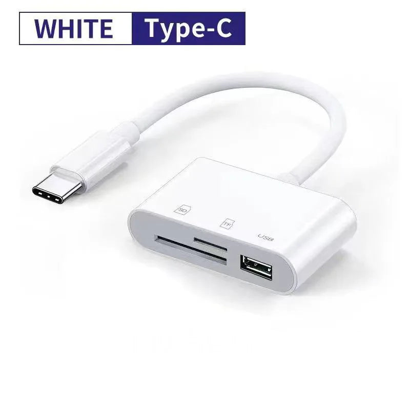 3 In 1 Type-c To USB C A OTG Adapter Hub Converter For Samsung Xiaomi Android Laptop Tablet Multi Port SD TF Memory Card Reader