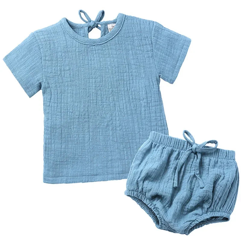 2024 Soft Cotton Linen Baby Boys Suit Casual Children Tee Tops Hot Shorts 2PCS Kid Girls Clothes Set Toddler Girl Clothing