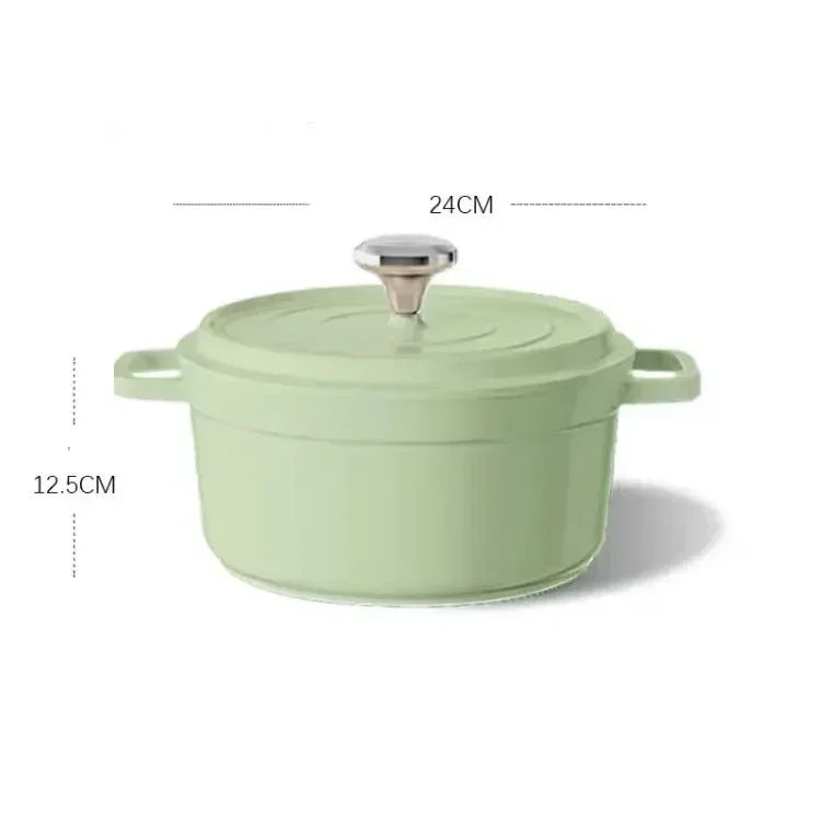 Ketuhar Belanda Aluminium Tuang Berenamel Dengan Penutup Kuali Nonstick 4.7L untuk Pembakaran Roti Salutan Enamel Pinggan Kaserol Untuk Semua Sumber Haba