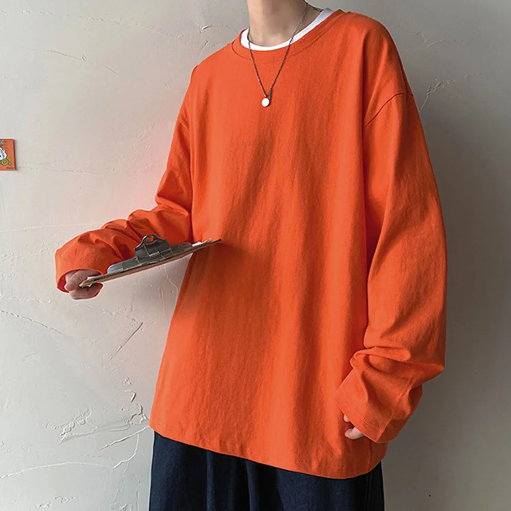 100% Cotton 2024 Spring New Long sleeve T-Shirt Women Basic Tee Shirt Oversize T Shirt Women Casual O-neck Women Tshirt US size