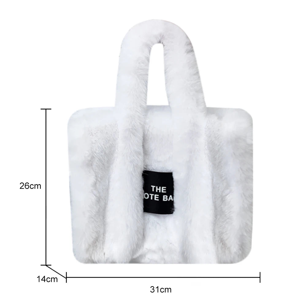 Beg Tote Mewah Bulu Tiruan Musim Sejuk Beg Wanita Pereka Bentuk Surat Beg Tangan Kapasiti Besar Beg Bahu Dompet Beg Beg Beg Wanita Bolsas