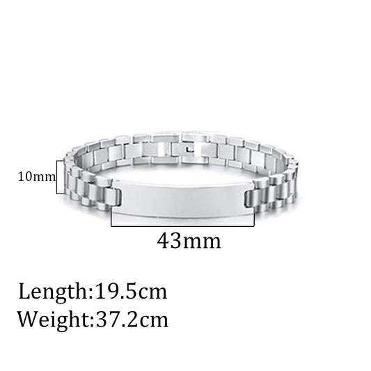 Atoztide 10mm Punk Men Personalised Engraved Name Date Bracelets for Women Thick Chain Stainless Steel Jewelry Bangle Gift