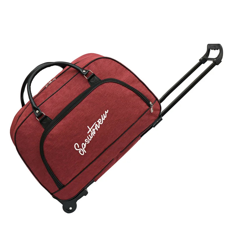 Beg Troli Beg Beg Perjalanan dengan Roda Beg Bagasi Berkapasiti Besar Kabin Duffle Boleh Dilipat Wanita Lelaki Tangan Bagasi Beg Dibawa