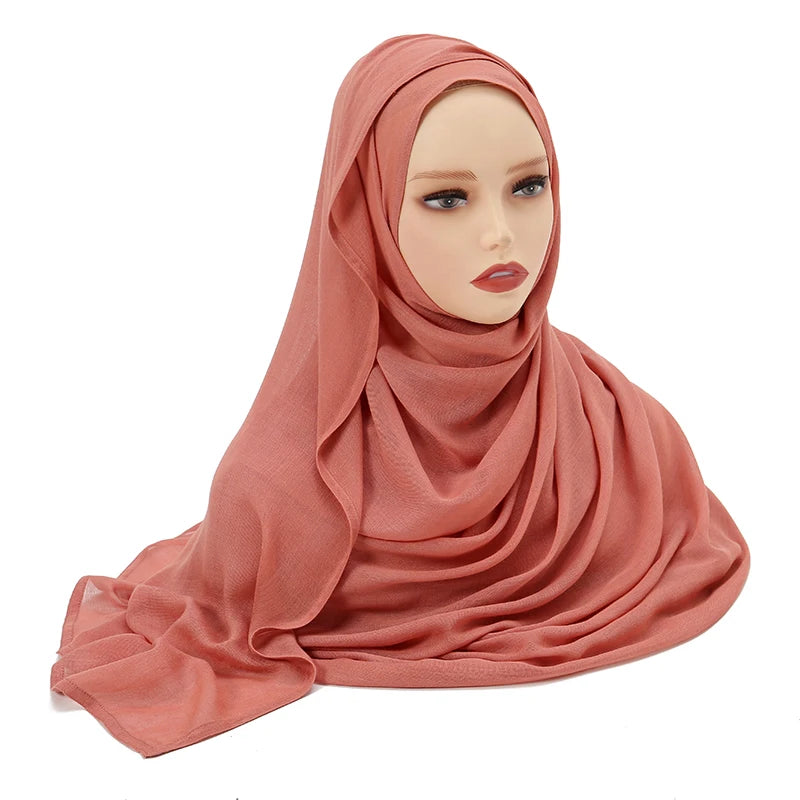 Tudung Muslimah untuk Wanita Selendang Nipis Polos Selendang Femme Musulman Lembut Viscose Rayon Tudung Kepala Serban Islami 200x85cm