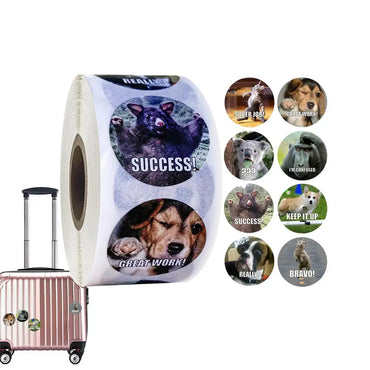 Positive Stickers For Kids 500PCS/Roll Cartoon Animals Motivational Stickers For Students 1 Inch Teacher Stickers Fun