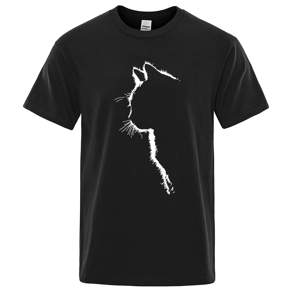 Cotton T-shirts for Men Funny Printed Cool Cat Animal T Shirts Oversized Loose Short Sleeve T-shirt Male Hip Hop Streetwear