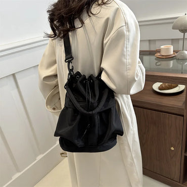 Beg silang badan gaya Korea ringkas bergaya kasual serba boleh beg bahu bertali tali pinggang nilon bucke kapasiti besar...