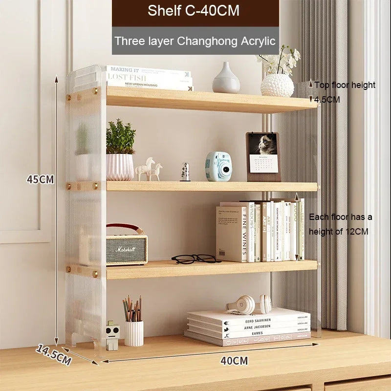 Desktop Storage Rack Acrylic Desk Bookshelf Office Workstations Multi Layer Storage Rack Student Dormitory Organizing Rack