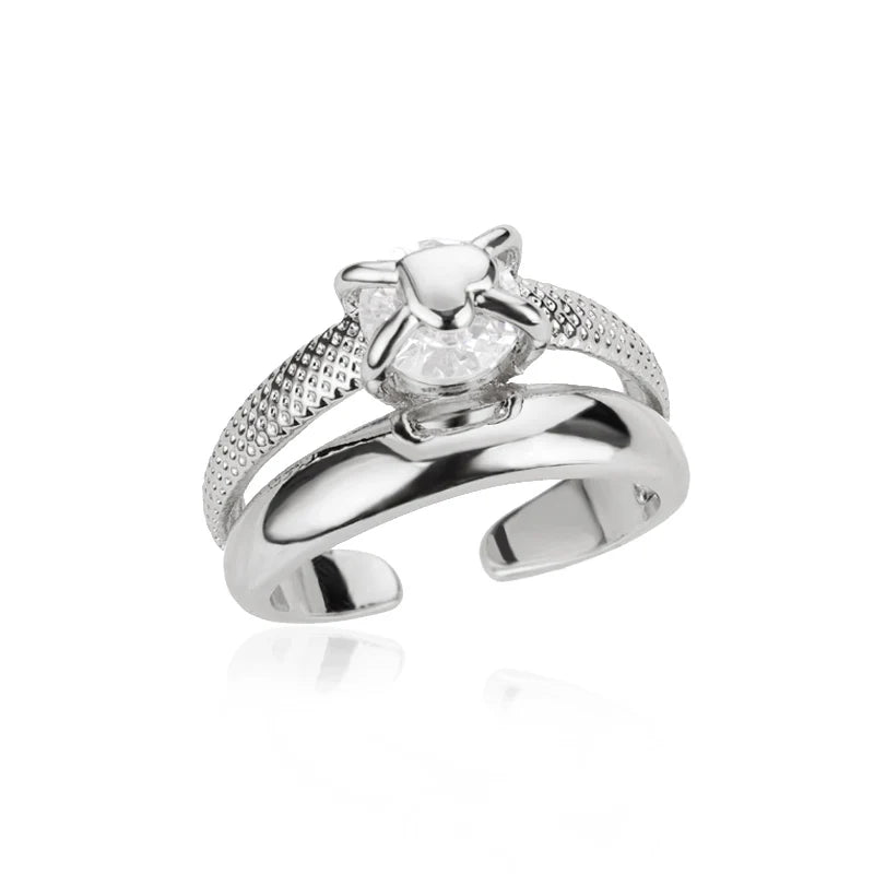 Heart Rings for Women Grils Gold Plated Adjustable Stainless Steel Ring 2023 Trend Luxury Wedding Couple Jewelry anillos mujer