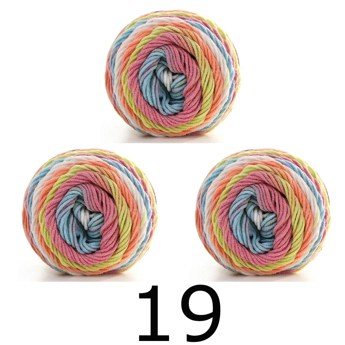 3pcsX100g Benang Pelangi 5 Segmen Helai Benang Dicelup Buatan Tangan DIY Benang Rajutan untuk Topi Sweater Selendang Sofa Kusyen Benang Kek 193M