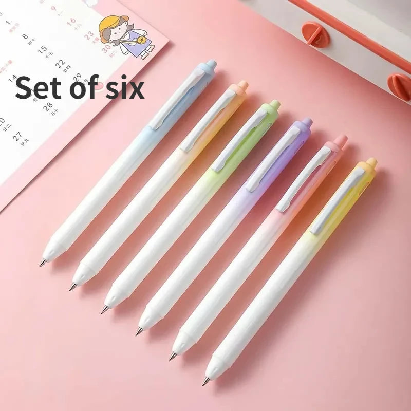 Rainbow Quick-Drying Gel Pen Bullet Water-Resistant Macaron Cute Gradient Color Gel Pen 2024 Office Accessories Cute Stationery