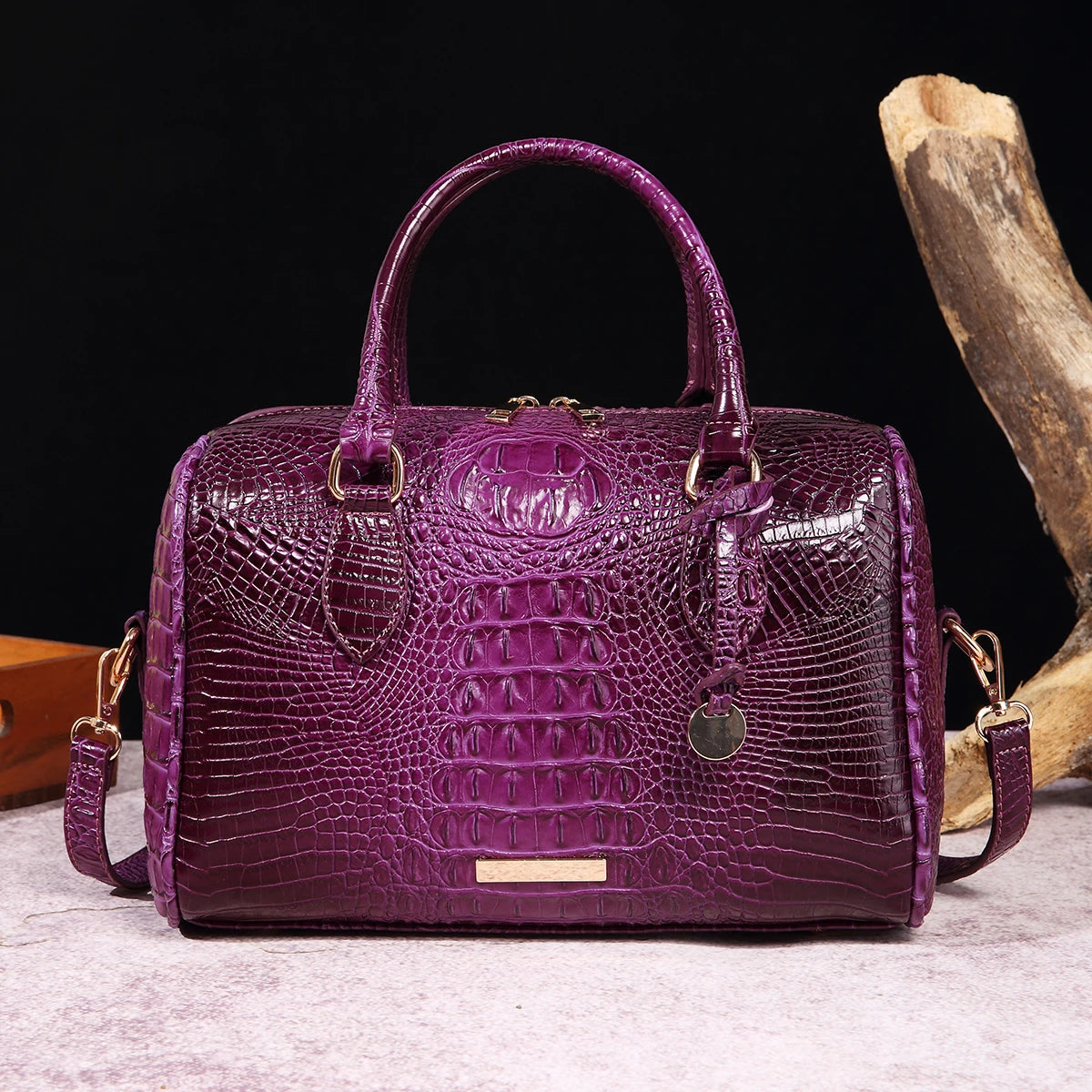 Beg Tangan Boston Timbul Buaya Ombre Beg Selempang Gaya Klasik Dompet Beg Kulit Wanita