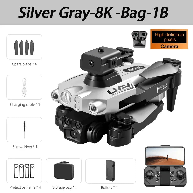 Dron LU200 Pro Baharu 8K Triple-Camera GPS 5G Profesional HD Fotografi Udara Pengelakan Halangan WIFI Dron Tanpa Berus 10000M