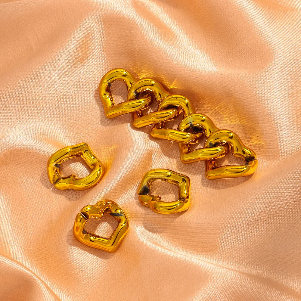 30pcs Metallic Color Acrylic 21x19MM Love Heart Link Chain Beads for Bracelet Necklace Earrings Making DIY Jewelry Accessories