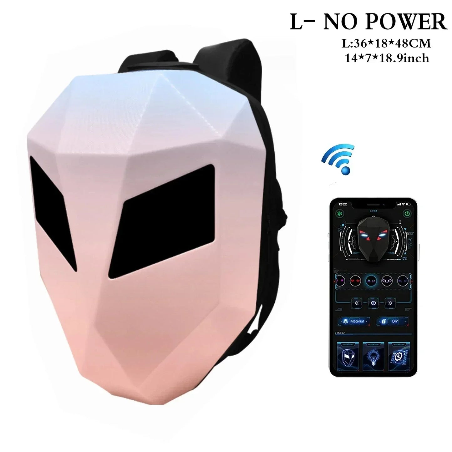 LOY LED Knight Berbasikal Beg galas Fesyen Topi keledar Motosikal Bluetooth Kalis Air Cangkang Keras Komputer riba Beg Personaliti Dengan Mata