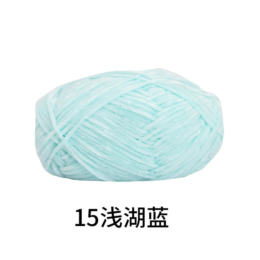 40g/roll 2mm Lustre Chenille Yarn DIY Hand Crochet Dolls Shoes Materials For Hand Knitting Thin Pleuche Wool Rope