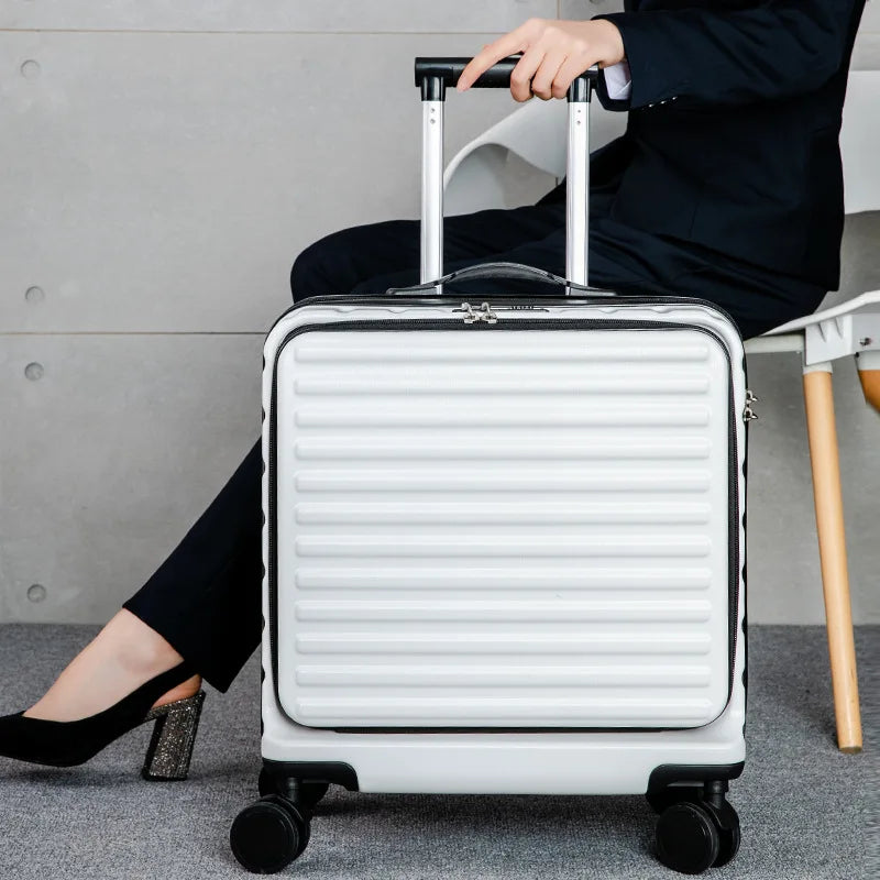18 inch Trolley luggage travel suitcase Business cabin rolling luggage carry ons case with laptop bag spinner wheels box fashion