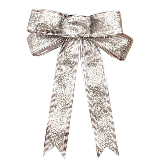 Gold Silver Red Beautiful Bow Tie Christmas Tree Decoration Christmas Ribbon Bow Holiday Pendant Home Bow Knot Door Pendant
