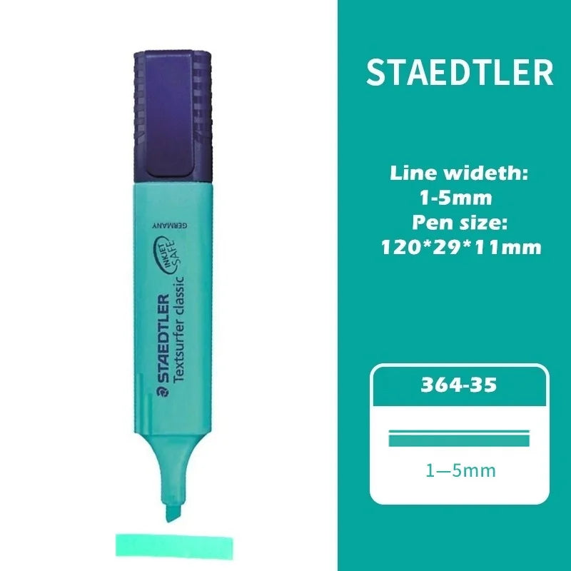 1pcs STAEDTLER 364 Color Highlighter Pen 1-5mm Seni Klasik Penanda Titik Pelapik Kertas Serlah Lukisan Faks A6110