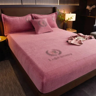 Soft Warm Plush Fitted Sheet Velvet Mattress Cover Fluffy High-quality Bed Cover Winter Soft Couple Luxury Double Bed Covers