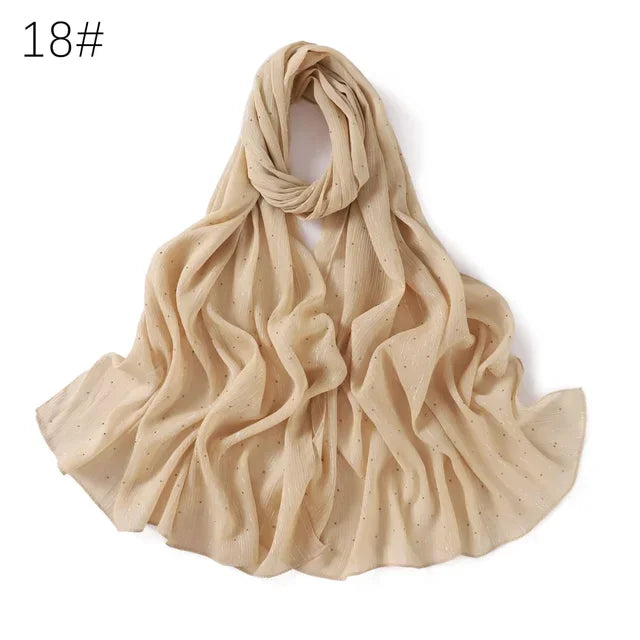 Selendang Lurex Biasa Selendang Berkilauan Berkilauan Wanita Muslimah Hijab Wanita Berkualiti Tinggi Bungkus Mencuri Kedutan Rhinestone Scarves Stoles