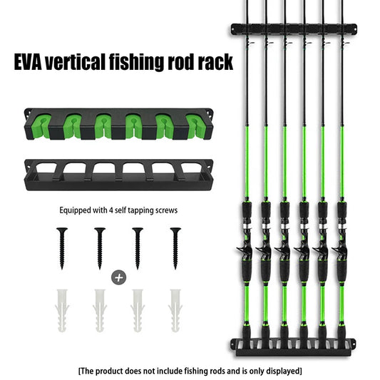 New 1PC Plastic 6-hole Fishing Rod Storage Rack Wall-mounted Holder Storage Bracket For Thick Fishing Rods Hand Rods Nets
