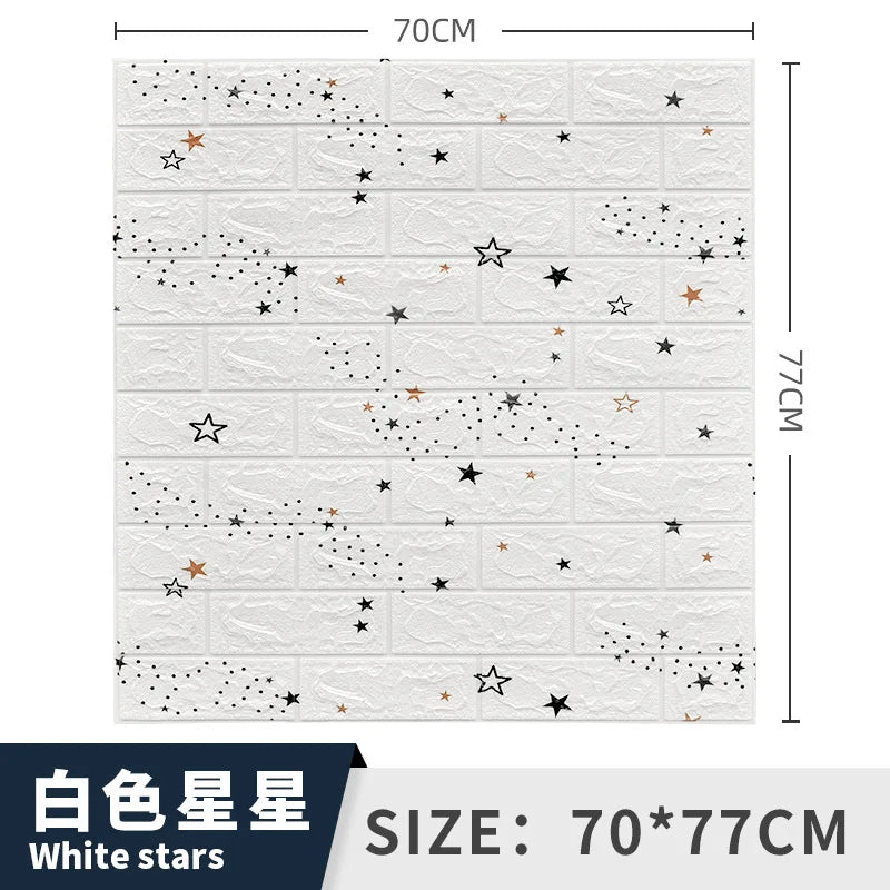 3/5MM 3D Wall Sticker Panel Foam Home Decoration DIY Wallpaper Living Room Bathroom Tv Background Self Adhesive Panels 70*77cm