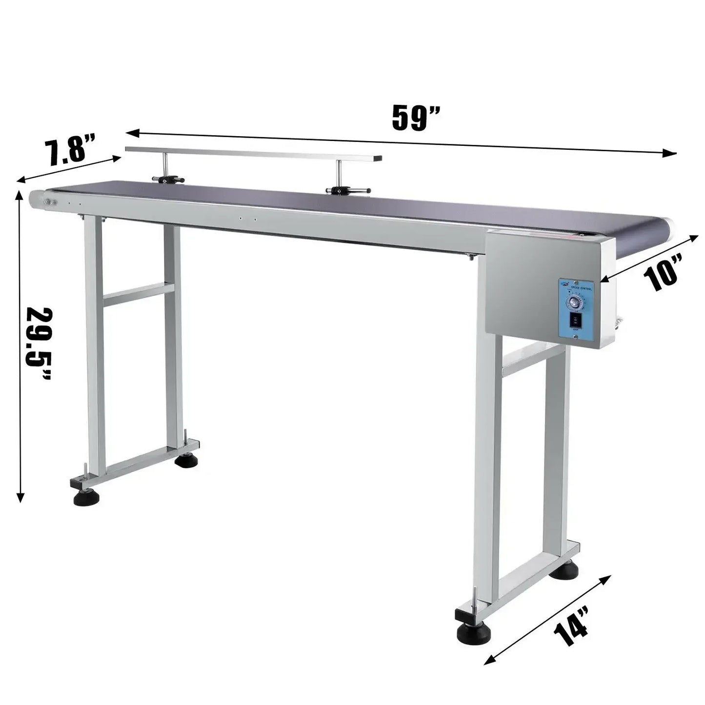 VEVOR PVC Conveyor Belt Machine 150 CM59''x 7.8'' With Stainless Steel Adjustable Guardrail for Automatic Electrical Industrial